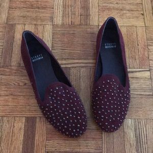 Stuart weitzman purple suede studded loafers 7M